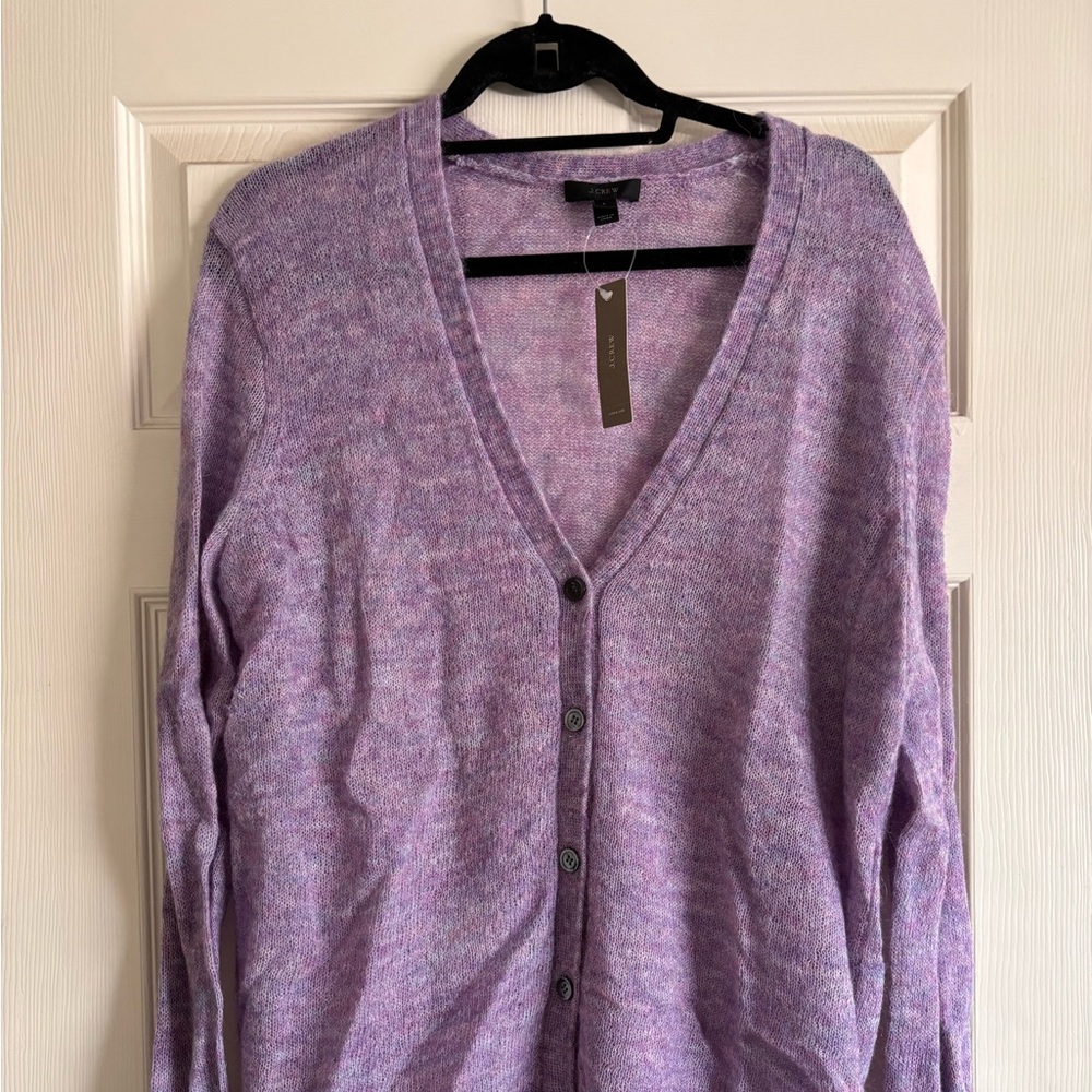 Large j crew purple mohair cardigan